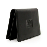 Dompet kulit Unisex, pemegang kartu profesional murah, Logo kustom, penutup terbuka, panjang huruf, ramah uang tunai