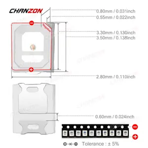 2835 W 0.2W ไมโครไฟลูกปัดวงจรหลอดไฟขนาดเล็กชิป0.5 SMD LED ไดโอดเปล่งแสงเย็นอบอุ่นสีขาวสีแดงสีเขียวสีเหลืองสีฟ้า