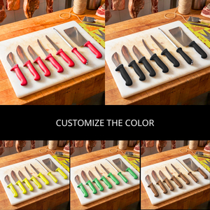 <span class=keywords><strong>Set</strong></span> Professionale di 7 <span class=keywords><strong>Coltelli</strong></span> da Macellaio in Acciaio Inossidabile con Manico Antiscivolo in PP, Resistenti e Lavabili in Lavastoviglie, per Uso Commerciale - Product Image 2