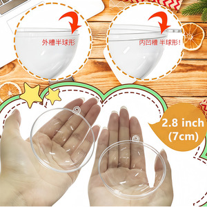 Bolas Huecas Transparentes de Acrílico de 2.8 Pulgadas, Adornos Navideños Redondos, Decoraciones Colgantes, Suministros para Manualidades - Product Image 1