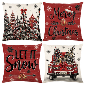 Wholesale Winter Christmas Printed Square Throw Pillow Covers Anti Wrinkle Washable Snowman Snowflake Look Cushion Covers - Product Image 4