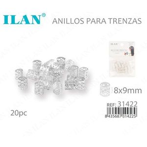 Anelli per trecce ILAN 18x9mm Argento 20 pz per acconciature - Product Image 3