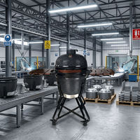 Barbecue Kamado en céramique de 24 pouces, fumoir en forme de dôme, émaillé en porcelaine, pour cuisson extérieure
