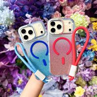 Funda Magnética con Brillantina y Cámara Elevada para iPhone 18 Pro Max, Híbrida de TPU y PC, Lujosa, Moderna, Antidesgaste y Protectora