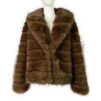 Großhandel Einzelhandel Winter Damen Thermo-Kunstpelz-Trenchcoats Kurze Modische Faux-Sabel-Pelz Umweltfreundliche Hochwertige V-förmige Mäntel