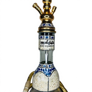 Authentic Handcrafted Khalil Maamoon Hookah - Solid Brass Core Ice Sharqawi <b>Sadaf</b> 1 Level Full Set (Silver & Gold) (101.6 cm) Fu - Product Image 6