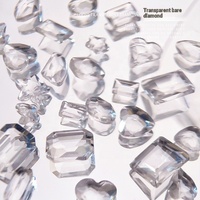 Strass en forme de cœur incliné à base transparente, à dos plat et à base pointue, en verre transparent glacier Paso Sico, pour décorations d'ongles