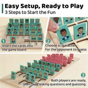 Jeu de devinettes en bois « Qui suis-je » classique pour 2 joueurs, jeu de société pour enfants de 3 à 6 ans, jouet éducatif unisexe - Product Image 4