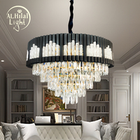 Magnifique lustre en cristal doré pour hôtel, luminaires suspendus de luxe, lampe à suspension en cristal