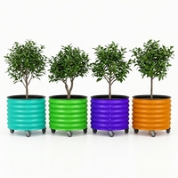 Kit de Jardinière Modulaire Surélevée DIY, Revêtement Poudré, Bac à Plantes Rond Mobile d'Extérieur Orto Rialzato avec Roues, Fabrication OEM