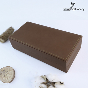 Boîte à stylos en cuir PU marron grand étui lourd de haute qualité pour l'emballage - Product Image 5