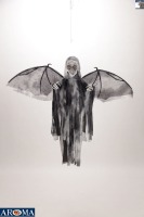 AROMA Décoration d'Halloween Grimouette ailée suspendue de 43 pouces avec lumières, son et mouvement pour scènes hantées