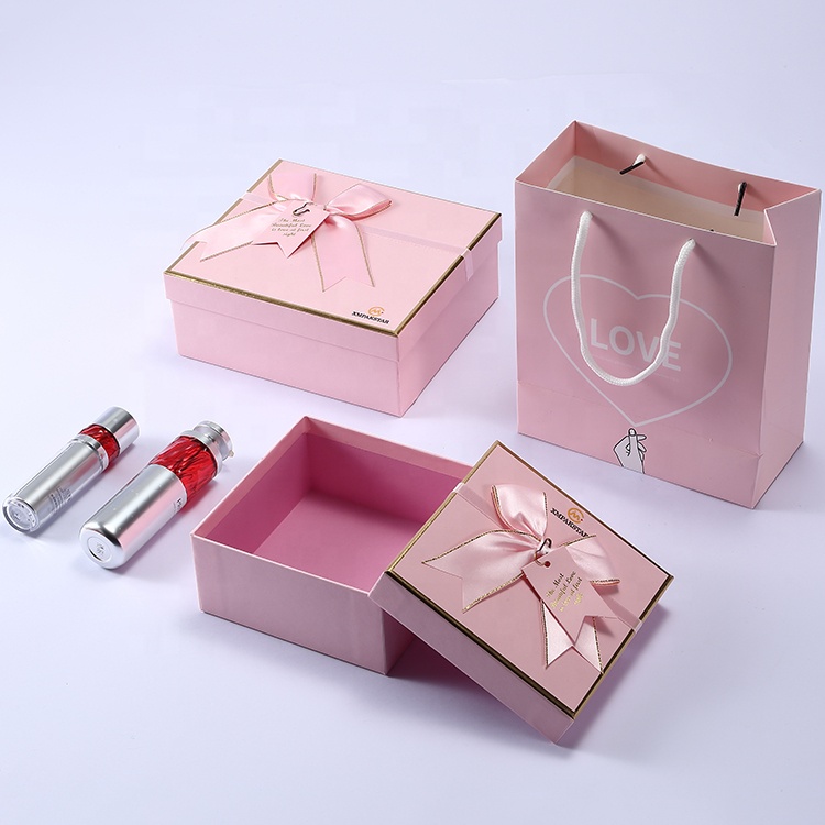 Wholesale custom printing lid and ba<i></i>se 2 pieces gift box for cosmetic packaging