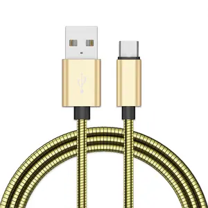 Vnew高品质金属弹簧软管USB3.0快速充电和数据usb电缆，适用于8针C型微型手机