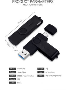 GITRA-unidad Flash <span class=keywords><strong>USB</strong></span> para teléfono 2 en <span class=keywords><strong>1</strong></span>, <span class=keywords><strong>USB</strong></span> 3,0, tipo C, Micro <span class=keywords><strong>USB</strong></span>, OTG, unidad Flash giratoria, almacenamiento de datos, Pen Drive - Product Image 2