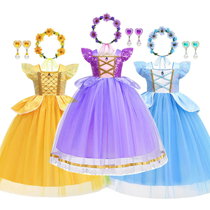 Nuevo Diseño de Disfraz de <span class=keywords><strong>Princesa</strong></span> Rapunzel con Lentejuelas para Niñas, Inspirado en Películas y Series de TV, para Halloween, Carnaval y Fiestas - Product Image 1