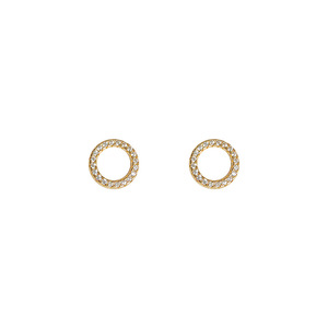 Boucles d'oreilles clous cercle creux ouvert 8 mm pour femme, plaqué or 14 carats, zircone cubique, bijoux de mode classiques en gros - Product Image 5