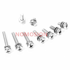 304 Stainless Steel Cross Pan Head <b>Screw</b> M4 With <b>Flat</b> And Spring Washer Combination Metric Class 8.8 Standard Thread Plain - Product Image 1