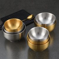 Bol à riz et soupe en acier inoxydable 304 poli, style coréen moderne et minimaliste, à double paroi, écologique, isolant thermique et anti-brûlure