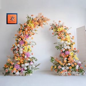 Arrangements de fleurs artificielles décor de printemps pour fête d'anniversaire mariage orangé jaune guirlande de fleurs arc de mariage floral - Product Image 1