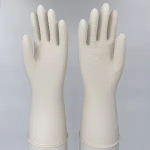 Guantes de látex blancos sin forro para el hogar, manoplas de goma reutilizables para cocina, 55g, fabricante de guantes de látex