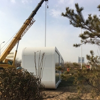 Maison mobile 20 pieds Cabine portable Apple Pod Conteneur en verre préfabriqué Petite maison sur roues