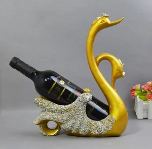 Suporte de vinho de resina de cisne, suporte de vinho em resina rosada para casa, restaurante e hotel