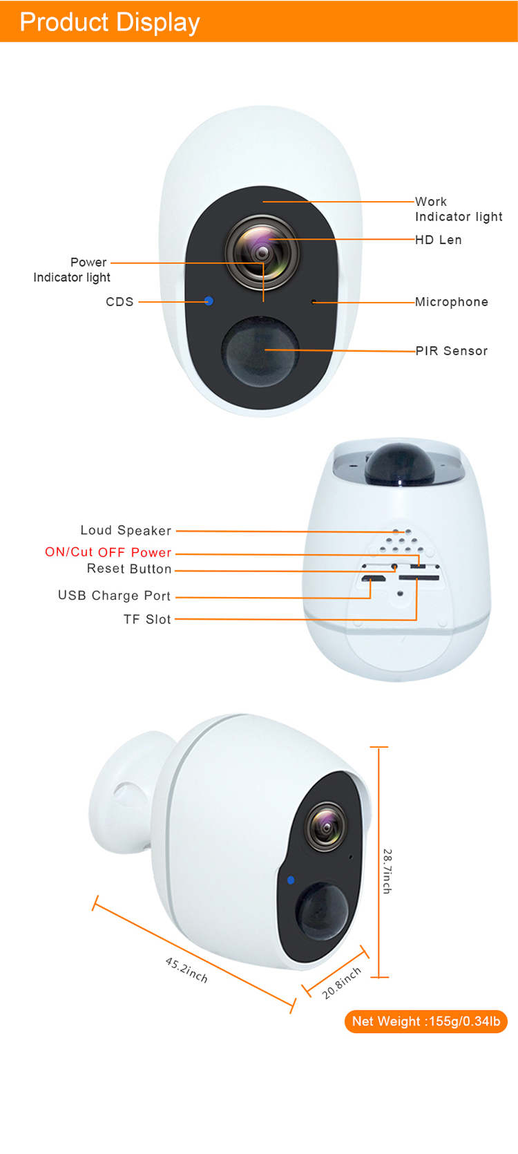 RSH Smart TUYA App Home security Wireless IP 1080P WiFi mini network camera