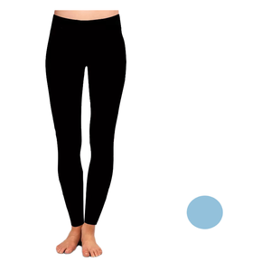 Leggings Negros Sólidos Súper Suaves de 230 g/m², Cintura Alta, Estampado Acuático, Doble Cara Cepillada, Poliéster y Spandex, Ultra Suaves para Mujer - Product Image 1
