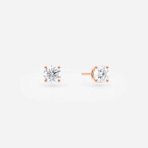 14K Gold Lab Grown Diamond Stud Earrings_ F+ VS-VVS Solitaire - Product Image 1