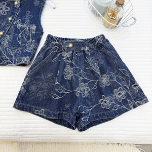 Nuevo Conjunto Vaquero <span class=keywords><strong>para</strong></span> <span class=keywords><strong>Niñas</strong></span> - Falda Vaquera con Estampado Retro Coreano, Chaleco sin Mangas y Pantalones Cortos, Conjunto Ligero de Dos Piezas - Product Image 5