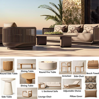 Ensemble de mobilier de jardin d'extérieur moderne et confortable sur mesure OEM, table d'appoint, table à feu, chaise longue réglable, pour hôtel