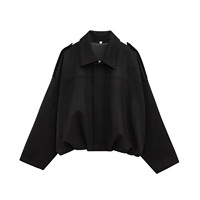Veste courte en faux daim à ourlet bouffant pour femme, multicolore, style rétro, utilitaire, pour l'automne et l'hiver, décontractée
