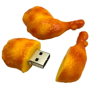 OEM wholesale 3D Chicken Leg Shape Rubber USB flash drive custom logo USB memory stick high speed 2.0/3.0 8GB 16GB 32GB 64GB USB