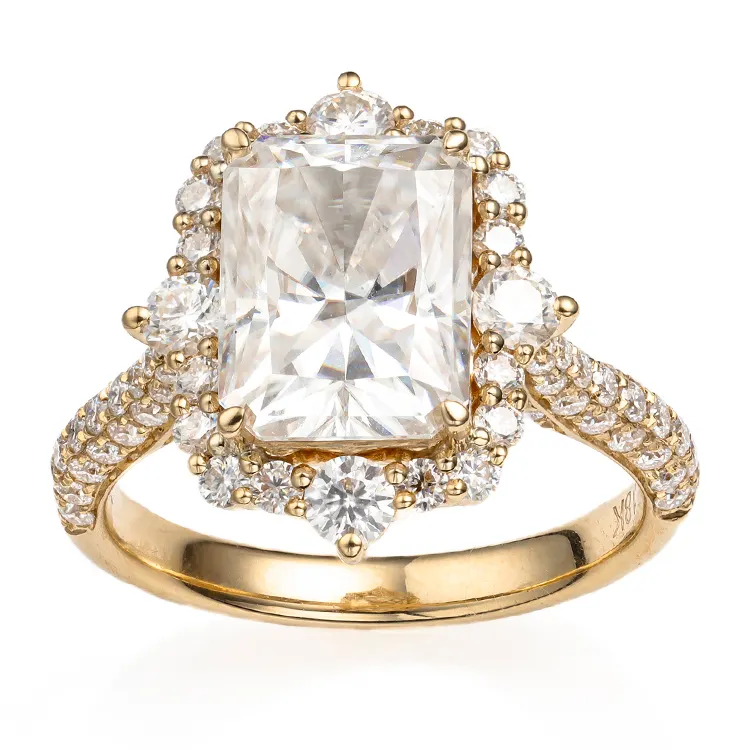 AAA Gems Custom Made Luxury 7.5x10mm 3ct VVS Moissanite Diamond Real 14k Solid Gold Engagement Wedding Rings for Women