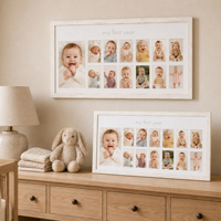 Marco de Fotos para el Primer Año del Bebé, con 13 Aberturas, Personalizado, de Madera Blanca, Recuerdo, Decoración de Pared para Cuarto de Bebé, Regalo para Marcar Etapas