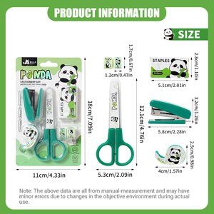 Ensemble de papeterie personnalisé avec logo Panda Bébé, kit de fournitures scolaires à thème animalier de dessin animé, <span class=keywords><strong>agrafeuse</strong></span>, ciseaux, distributeur de ruban adhésif, ensemble de papeterie cadeau - Product Image 2