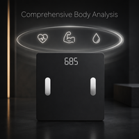 Báscula Digital Inteligente con Bluetooth, Vidrio Templado Negro, Pantalla LED Oculta, para el Hogar, Baño, Fitness, Control de Peso