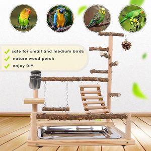 Dayanıklı kuş oyun parkı spor <span class=keywords><strong>stand</strong></span>ı Perches besleme fincan salıncak merdiveni tepsi Lovebirds papağanlar için 45x37x26 CM - Product Image 6