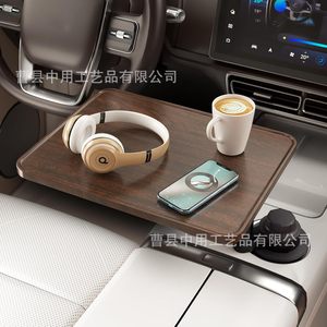 <b>Car</b> Laptop <b>Table</b> Wooden 360 Degree Rotating Cup Holder For Vehicle Use - Product Image 3
