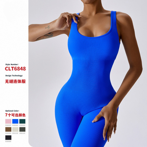 2025 nuova tuta da Yoga senza cuciture da donna per il Fitness sportivo senza schienale a vita stretta aderente aderente elasticizzata <span class=keywords><strong>abiti</strong></span> da allenamento - Product Image 1