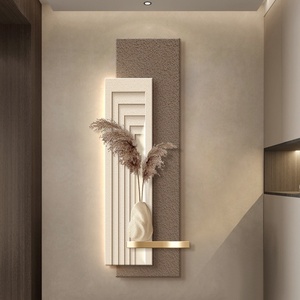 2025 Nueva pintura decorativa de pared de pasillo LED de gama alta Wabi Sabi textura de arenisca galería de arte decoración de pared Vertical - Product Image 4