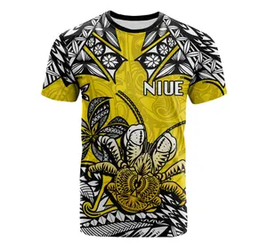 Maglietta Niue con Logo personalizzato all'ingrosso Rock of Polynesia stampata maglietta da uomo tinta unita di alta qualità T-Shirt da uomo sportiva da palestra stagione 2023