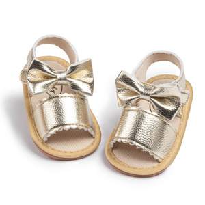Sandales et <span class=keywords><strong>Chaussons</strong></span> Bébé en <span class=keywords><strong>Cuir</strong></span> pour Fille 0-18 Mois, Nœud Papillon, Semelle Souple en PVC Antidérapante d'Été - Product Image 4