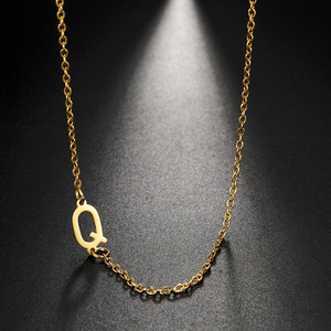 In acciaio inossidabile impermeabile Hiphop gioielli oro carino piccolo Sideway 26 lettere collana pendente iniziale per le donne regali - Product Image 2
