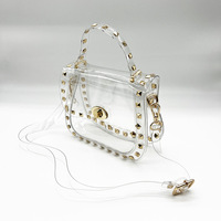 Meilleure vente Sac à main mode transparent avec strass riveté transparent approuvé par le stade Sacs à bandoulière femmes Sacs à main pour événement