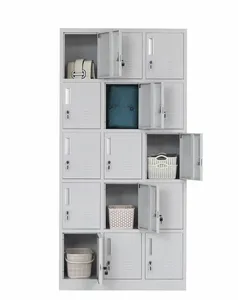 15 portas brancas Steel Locker Cabinet Storage Locker com fechadura com chave