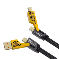 Produk Terlaris 4 in 1 6A 1M 65W Kabel Pengisi Daya Cepat Aluminium untuk Ponsel dan Power Bank