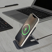 Support de téléphone portable sans fil en cuir ultra fin personnalisé, chargeur rapide 15W, support de téléphone pliable, meilleur cadeau