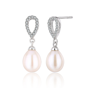 Kammy 7-7.5mm à la mode boucle d'oreille femmes minimaliste bijoux 925 argent filles boucles d'oreilles véritable perle Zircon boucles d'oreilles de mariage Oem - Product Image 4